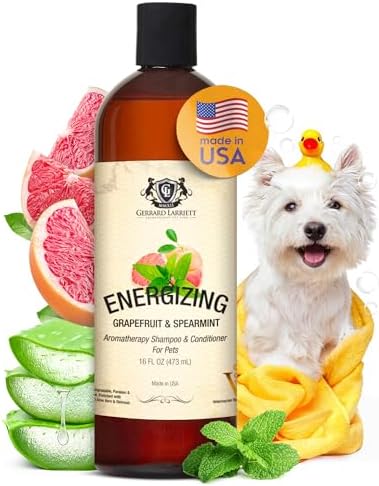 Dog Shampoo and Conditioner Energizing Grapefruit & Spearmint 16 Oz Dog Shampoo Itchy Skin Relief Aromatherapy Dog Shampoo for Smelly Dogs with Aloe Vera & Oatmeal Shampoo for Dogs by Gerrard Larriett