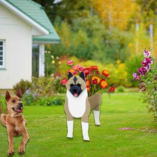 American Akita Dog Planter Pots, Animal Shaped Flower Pot