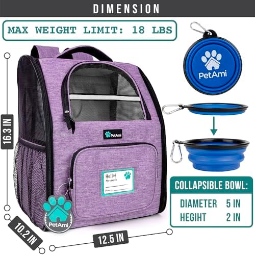 PetAmi Dog Backpack Carrier, Airline Approved, Purple