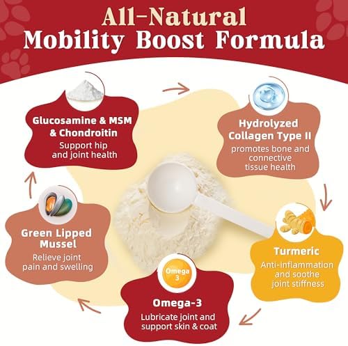 ZEBORA Glucosamine Chondroitin Joint Supplement for Dogs, 270g, 90 Scoops