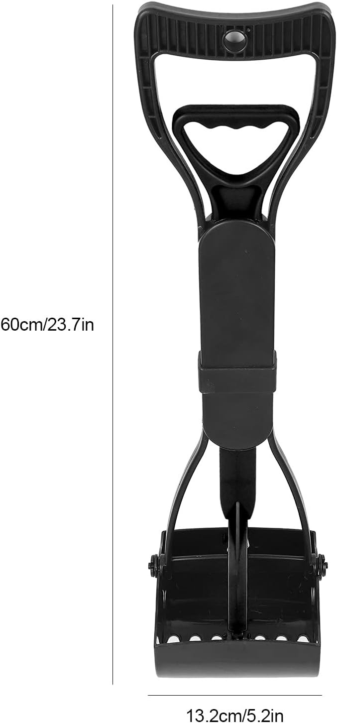 Long Handle Portable Pet Pooper Scooper, Portable Pet Sanitary Toilet Dog Cat Waste Picker Tool for Large Dogs, Puppies, Cats(All Black)