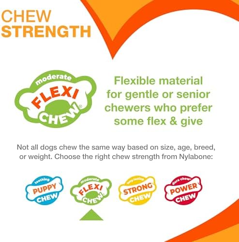 Nylabone Flexi Chew Gumabone Dog Chew Toy, Chicken Flavor, Large | Dogs toys for large dogs up to 50 lbs, flexible material, gentle on teeth, freezable, bouncy, great for seniors