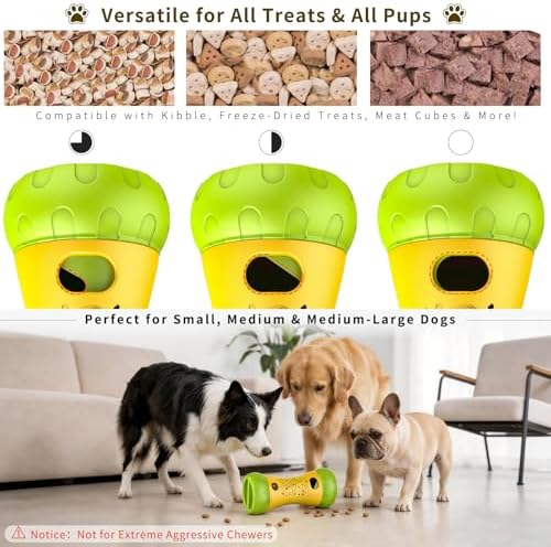 Treat Dispensing Dog Puzzle Toy, Interactive Dog Toys, Yellow | Mental Stimulating Slow Feeder, Boredom Relief, Enrichment Dog Toys to Keep Them Busy, For Small Medium Large Dogs