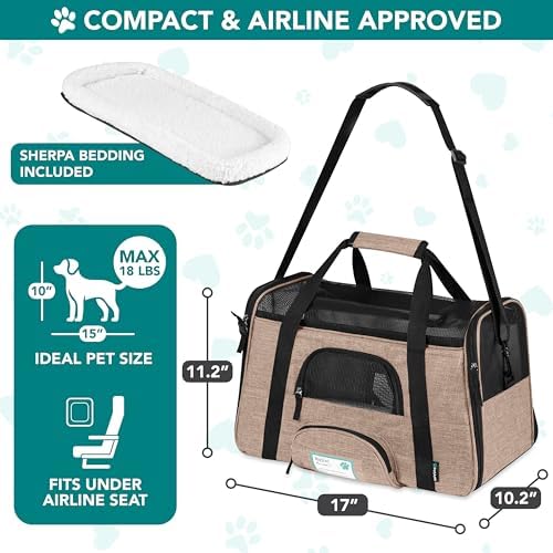 PetAmi Airline Approved Pet Carrier, Cats & Small Dogs, Small, Heather Taupe