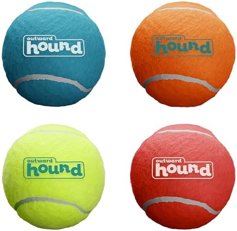 Outward Hound Squeaker Ballz – Squeaky Tiny Tennis Balls for Small Dogs Under 15 lbs, Fetch & Training, X-Small (1.5"), 4-Pack
