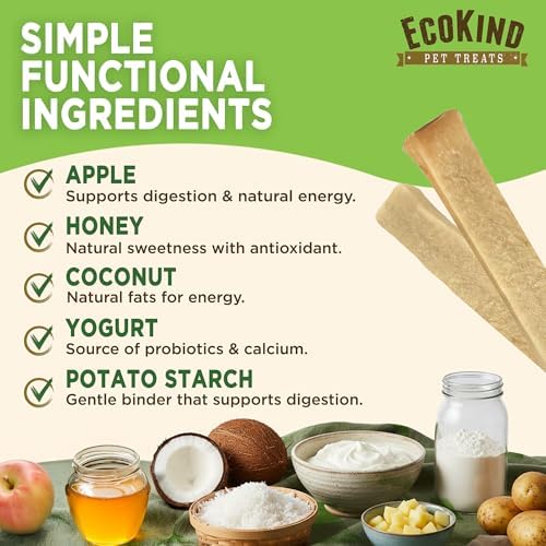 EcoKind Yogurt Dog Chews, Probiotic Dog Treats, Apple Honey 25 Sticks