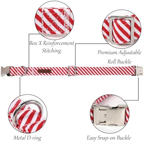 Lionet Paws Christmas Dog Collar with Bowtie Durable Adjustable Handmade Comfortable Bow Tie Dog Collar Cat Collar with Metal Buckle for XXS Cats,Party,Festival,Holiday Style,Neck 7-11in