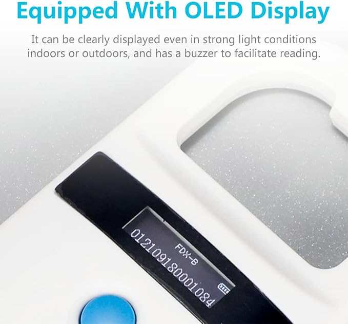 Watris Veiyi Dog Microchip Reader, Pet Microchip Scanner for Animal | with OLED Display Screen, Pet Chip ID Scanner Supports FDX-B (ISO11784/11785) and EMID Microchips