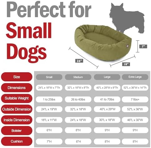 Majestic Pet Suede Calming Dog Bed, 24 Inch Small, Washable, Sage