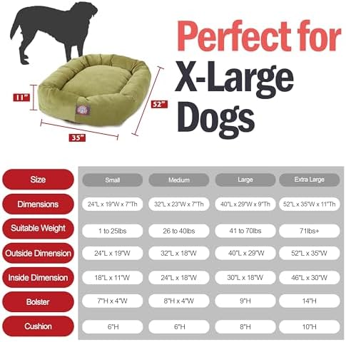 Majestic Pet Micro Velvet Calming Dog Bed, 52 Inch X-Large, Washable, Apple