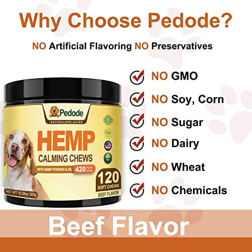 Hemp Calming Chews for Dogs Help with Dog Anxiety Relief, Beef, 120-Pack, 120 Count