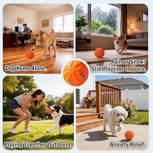 Self-Moving Rolling Dog Ball, Interactive Toy, Rechargeable | Automatic Jumping, Electric, Motion Activated, Mental Stimulation, 3 Modes, Anti-Boredom, Small Medium Large Breeds