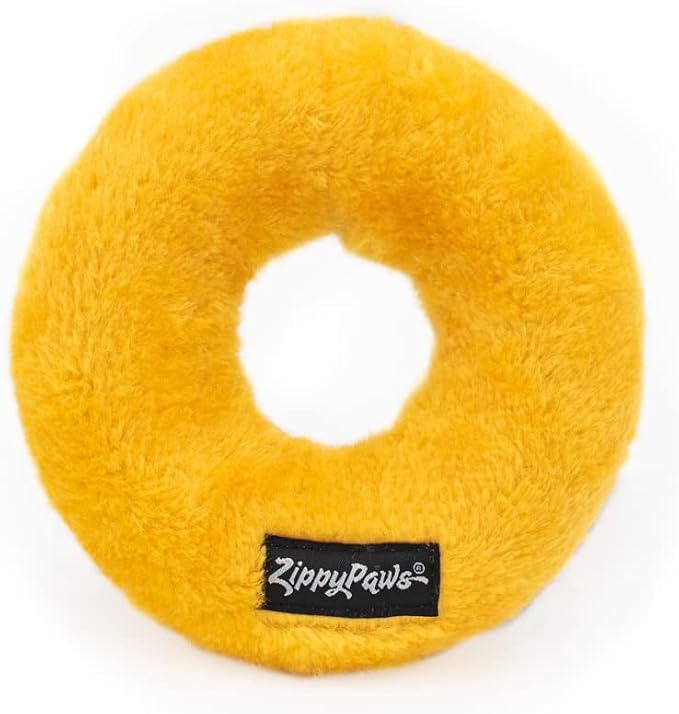 ZippyPaws Donutz No Stuffing Dog Toys to Keep Them Busy - Rainbow Donut | For Small and Medium Dogs, Squeaky Pet Toy for Boredom, Unstuffed Chew Toy, Soft Plush Puppy Products