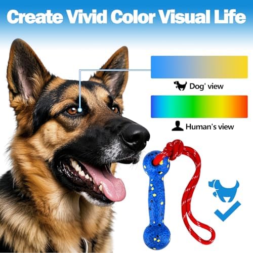 Mity rain Floating Dog Toys –E-TPU Water Pool Fetching Toy with Rope | for Small Medium Large Pet, Bumper Shape Indestructible Interactive Dog Chew Toys for Summer Outdoor Training Fun (Blue)