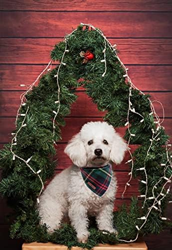 Lionet Paws Christmas Dog Bandana Washable Cotton Handkerchief Scarf Triangle Green Bandanas for Small, Small (Pack of 1), Small, Green