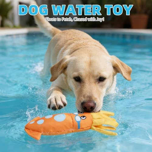 KOOLTAIL Squeaky Floating Dog Toys, 2-Pack, Octopus & Squid