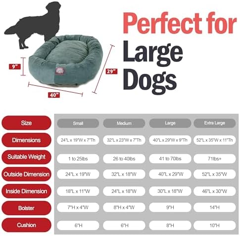 Majestic Pet Micro Velvet Dog Bed, 40 Inch Large, Round, Washable, Azure
