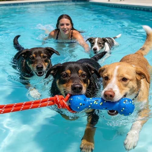 EXPAWLORER Floating Dog Toys 2 Pack, Durable ETPU Dog Water Toys with Rope, Interactive Pool Toy Dummy Bumper for Water Fetch Retrieving, Pool Beach Lake Fetch, Not for Aggressive Dogs