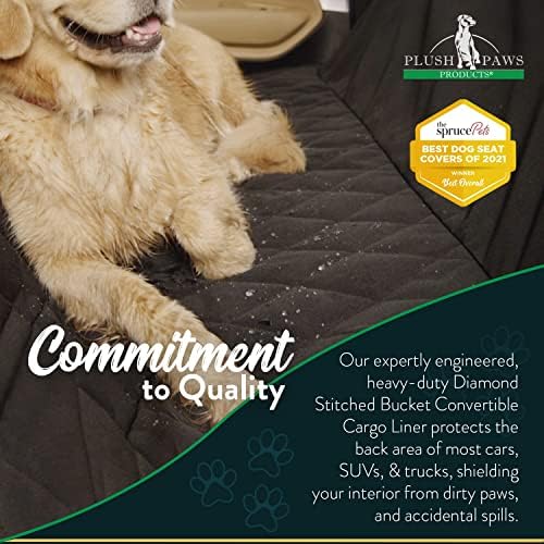 Plush Paws Convertible Cargo Liner - Regular Black, Diamond Stitching