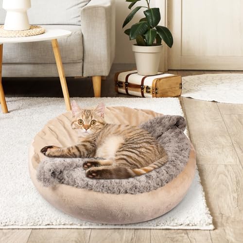 JOEJOY Small Calming Donut Dog Burrow Cave Bed, 23"