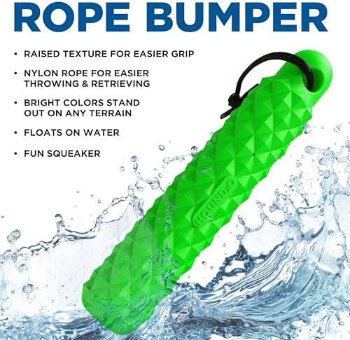 Rope Bumper Dog Toy - Floating Retriever Toy - Green Dog Bumper | Tough Durable Dog Toy, Floats, Training Toy, Indoor Outdoor Use
