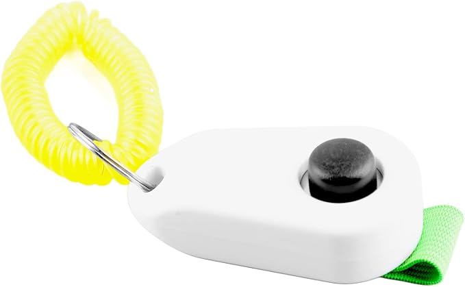 Pyhodi Dog Training Clicker, Lightweight Pet Training Clicker with Finger Ring and Wrist Strap, Clicker for Pets Cats Puppy Birds Horses, for Behavioral Training (White)