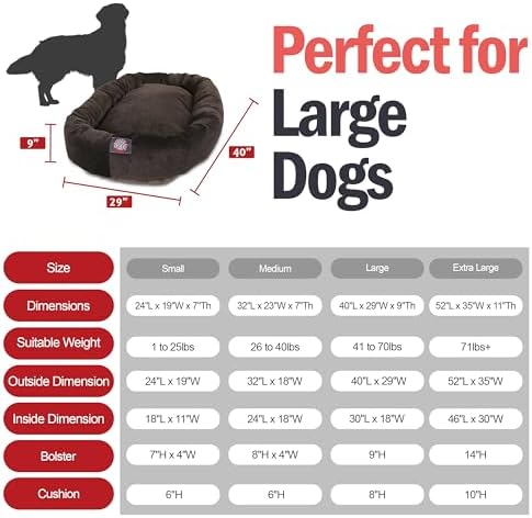 Majestic Pet Micro Velvet Dog Bed, 40 Inch Large, Round, Washable, Storm