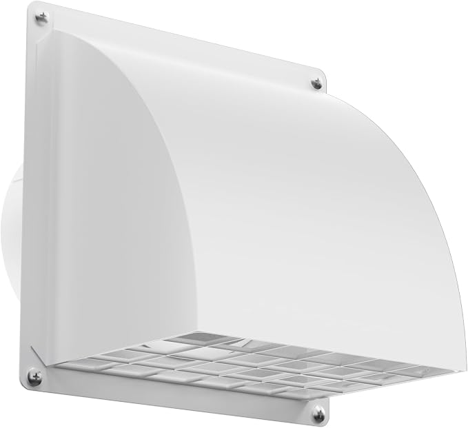 HG Power 4 Inch Dryer Vent Cover Outside with Removable Screen, White