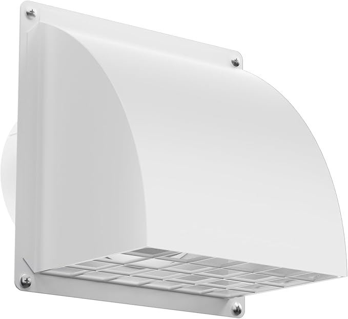 HG Power 5 Inch Dryer Wall Vent Cover with Removable Screen, White