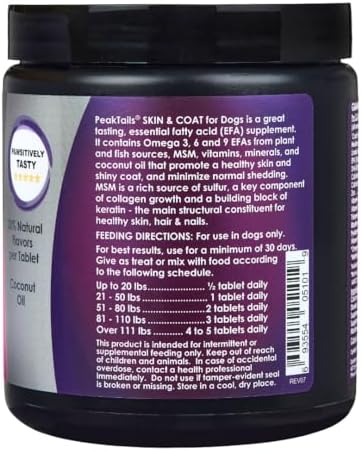 KALA HEALTH PeakTails Skin & Coat Supplement for Dogs, 90 Count