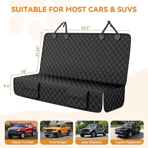 PETICON Dog Car Seat Cover - Rear Bench Seat Cover for SUVs