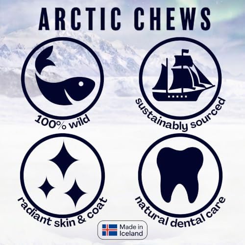 Cod Skin Fingers Dog Treats, Single Ingredient Wild-Caught Icelandic Fish Skins, High Protein Natural Dental Chews, Omega-3 Rich Grain-Free Dog Treats, 3 Pack