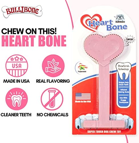 Bullibone Nylon Dog Chew Toy for Aggressive Chewers - Dental Hygiene Bone with Peppermint Flavor, Durable Tough Chew Toys for Large Dogs, Indestructible Dog Bone - 3 Pack