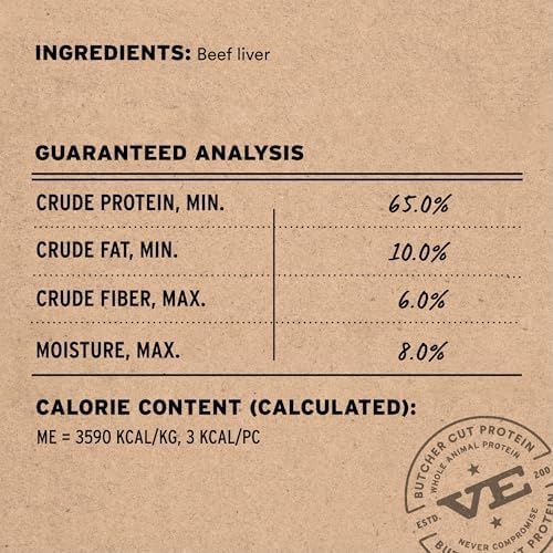 Vital Essentials Freeze Dried Dog Treats, Beef Liver, 2.1 oz Bag