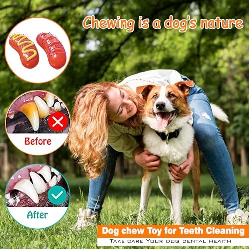 Tough Dog Toys, Dog Toys for Aggressive Chewers Large Breed Dogs, Hot Dog Dog Chew Toy Durable Dog Toys for Large Dogs Dog Extreme Chew Toys Indestructible