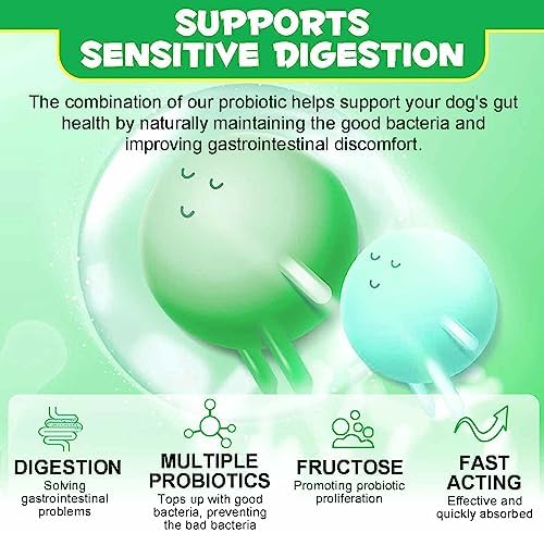 Probiotics Chews for Dogs - Pre & Probiotic Digestive Treats for Dog, Support Gut Health, Seasonal Allergies, Itchy Skin, Dog Supplement Soft Chews for Pet Immune System for Dogs - 120pc/Duck Flavor