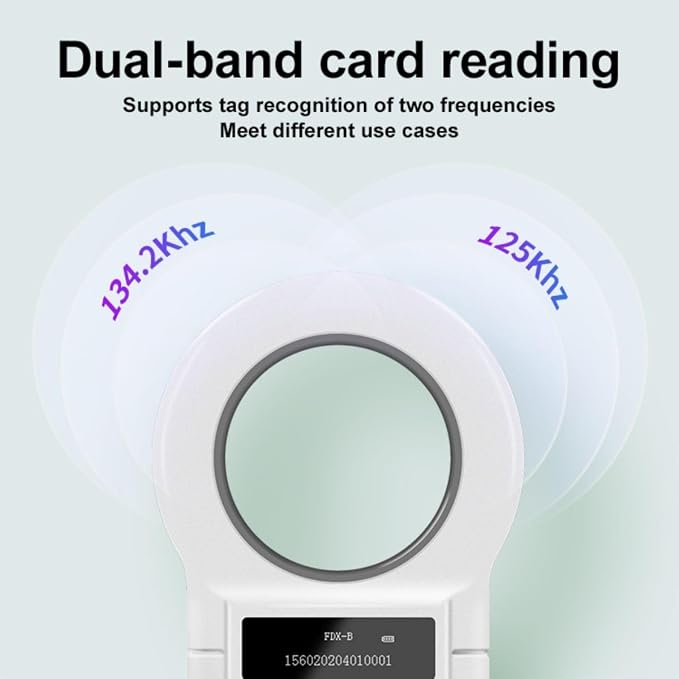 Animal Microchip Scanner 134.2KHz/125KHz Pet Reader for Dogs Cats | 15 Digit Pet Scanner with ISO11784/11785 FDX-B Support, Fast Reading for Animal Microchips, Dogs, Cats and Other Pets