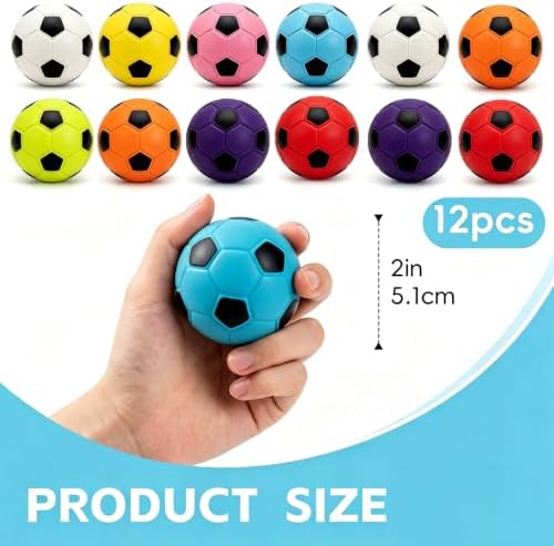 12 Pack 2 Inch Squeaky Dog Soccer Ball Toys, Soft Latex for Small Dogs | Colorful assorted set. Perfect for fetch, chew, training, teething. Interactive dog toys for small medium breeds and puppies.