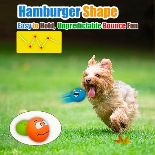 HOLYSTEED Latex Squeaky Dog Toys for Small Dogs, Mini Breed, 2.2" Flat Ball | 2.2"x2.2"x1.3", 6pcs Flat Soft Rubber Small Dog Toys with Squeaker, Smile Face Dog Balls for Indoor, Outdoor Interactive Play