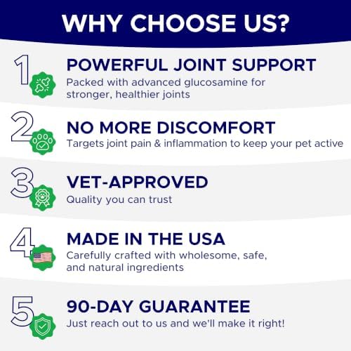 Dog Joint Supplement Large Breed - Glucosamine & Chondroitin Treats for Dogs - Supplement w/Omega-3, MSM - Made in USA - Joint Pain Relief - 240 Mobility Chews