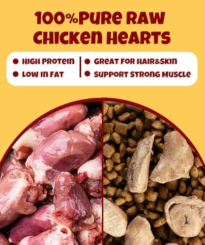 Freeze Dried Chicken Heart Pet Treats, for Cats, Dogs 3.2oz