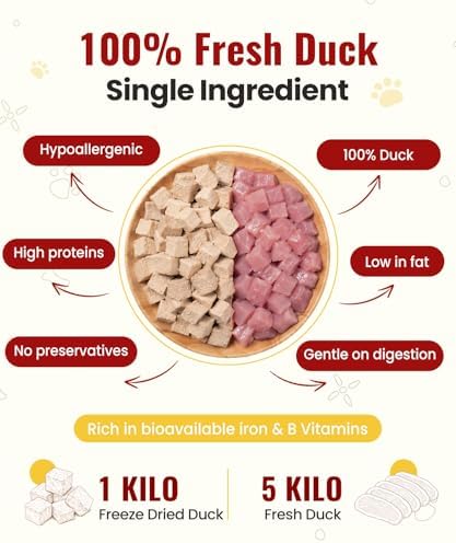 Freeze Dried Duck Cube Treats for Dogs, Cats, 4.6oz