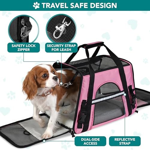 PetAmi Airline Approved Pet Carrier, Cats & Small Dogs, Large, Pink