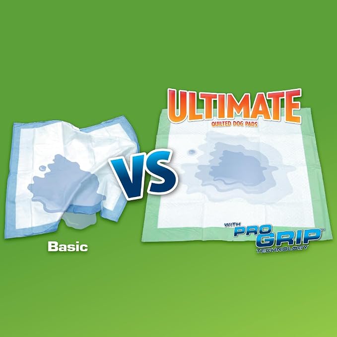 OUT! Petcare Large Dog Pee Pads, Disposable Quilted Training Pads with Pro-Grip, Leak Proof Absorbent Backing, Fast Drying, Puppy Housebreaking, Non Slip, Indoor Pet Potty Supplies, 21x21, 50 Count