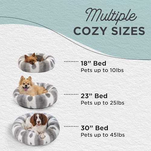 Best Friends by Sheri Patterned Lux Faux Fur Calming Donut Dog Bed, Gray, Extra Small, 18x18