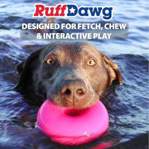Ruff Dawg Dawg-Nut XL 4.5” Yellow – Heavy-Duty Solid Rubber Donut Dog Chew Toy for Dogs 40 lbs & Up – Floats & Bounces – Made in USA