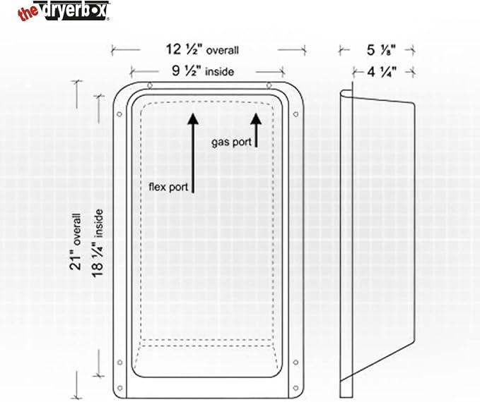New Construction Dryer Box | Indoor Dryer Vent | Recessed Dryer Vent Box With Gas Port | Dryer Vent | Best Dryer Wall Vent Box Model 425 | Upward Dryer Vent | 2x6 wall