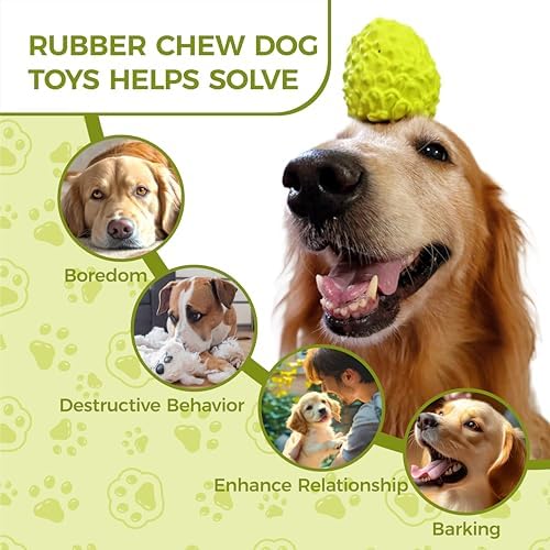 MewaJump Dog Chew Toys, Rubber Dog Toys Squeaky Toys for Aggressive Chewers