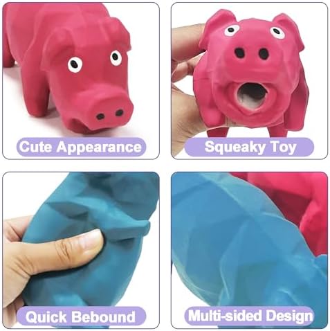 Squeaky Pig Dog Toy that Oinks, Grunting Dog Toy Pig 5.7 inch, Latex Dog Chew Toys for Small & Medium Dogs(2 Pack