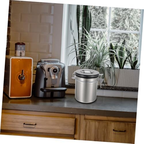 Yardwe Cat Food Sealed Container with Spoon 1.8l Stainless Steel Grain Storage Jar Airtight Treat and Pet Food Storage Canister Preservation